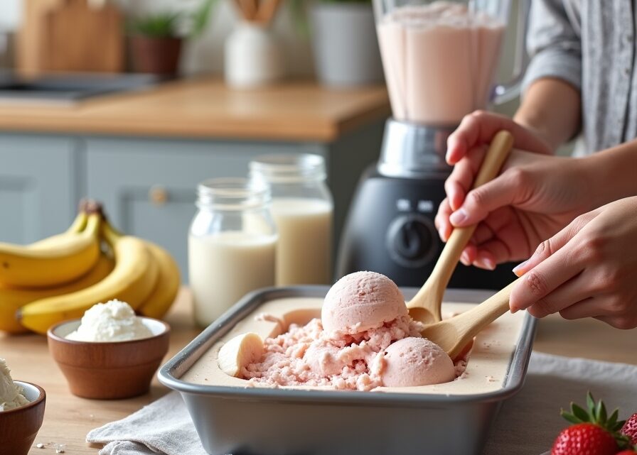 Semifreddo jogurtowo-truskawkowe przygotowane bez miksowania jaj